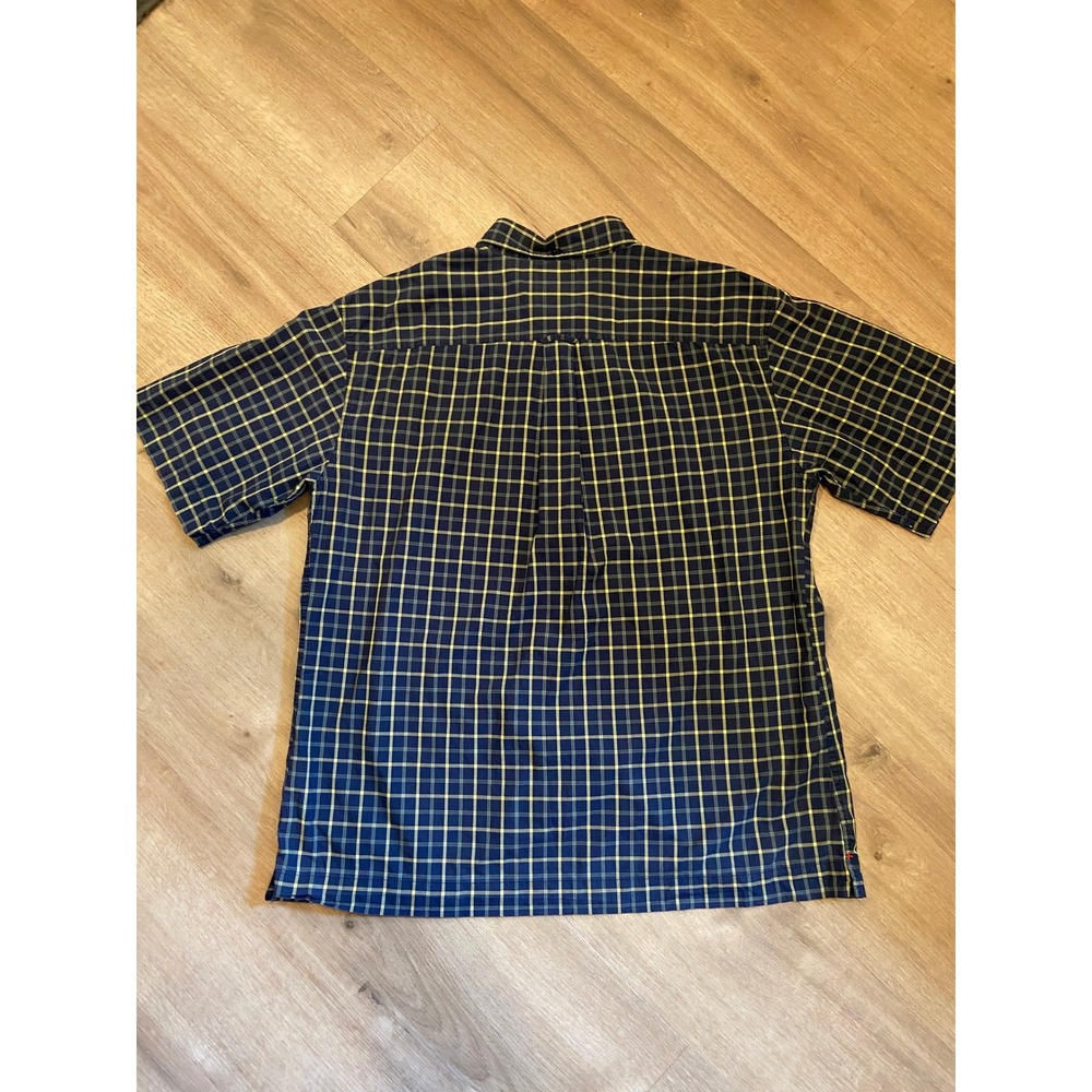 Victorinox Swiss Army Shirt XL Navy Blue Yellow Plaid S/S Cotton Utility Rugged - Picture 8 of 8